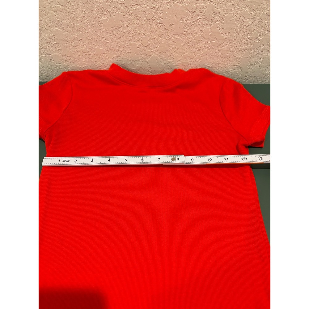 A New Day Red Ribbed Short Sleeve Crew Neck T-Shirt Womens XS - Picture 3 of 4